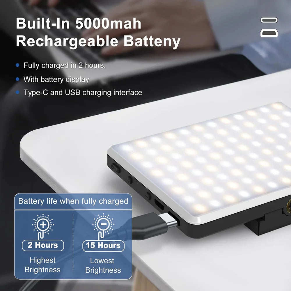 LED Mobile Phone Fill Light USB Type-C Dual Port Charging Universal Fill Lamp For Makeup Live Streaming Selfie Video Conference
