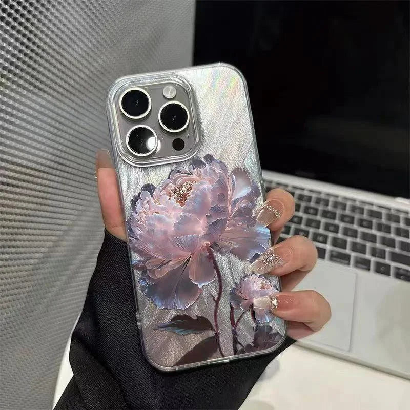 Pink Peony Lotus Print Phone Case for iPhone 18 Pro 17 16 Plus 15 14 13 12 11 13 Pro Max Air 7 8 Plus 16e X XR XS SE 2022 Cover