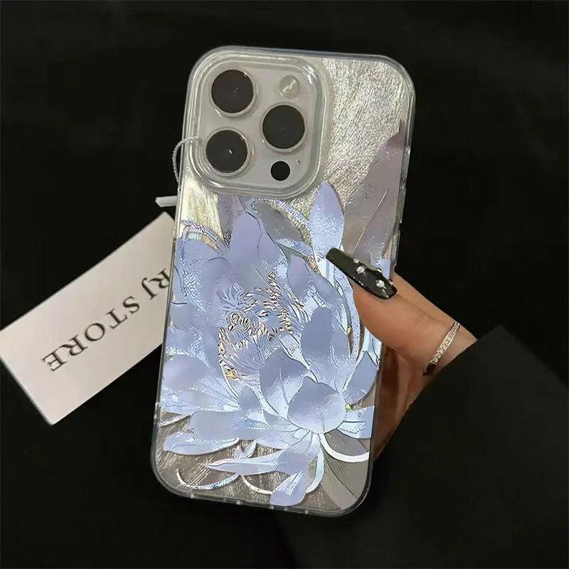 Pink Peony Lotus Print Phone Case for iPhone 18 Pro 17 16 Plus 15 14 13 12 11 13 Pro Max Air 7 8 Plus 16e X XR XS SE 2022 Cover