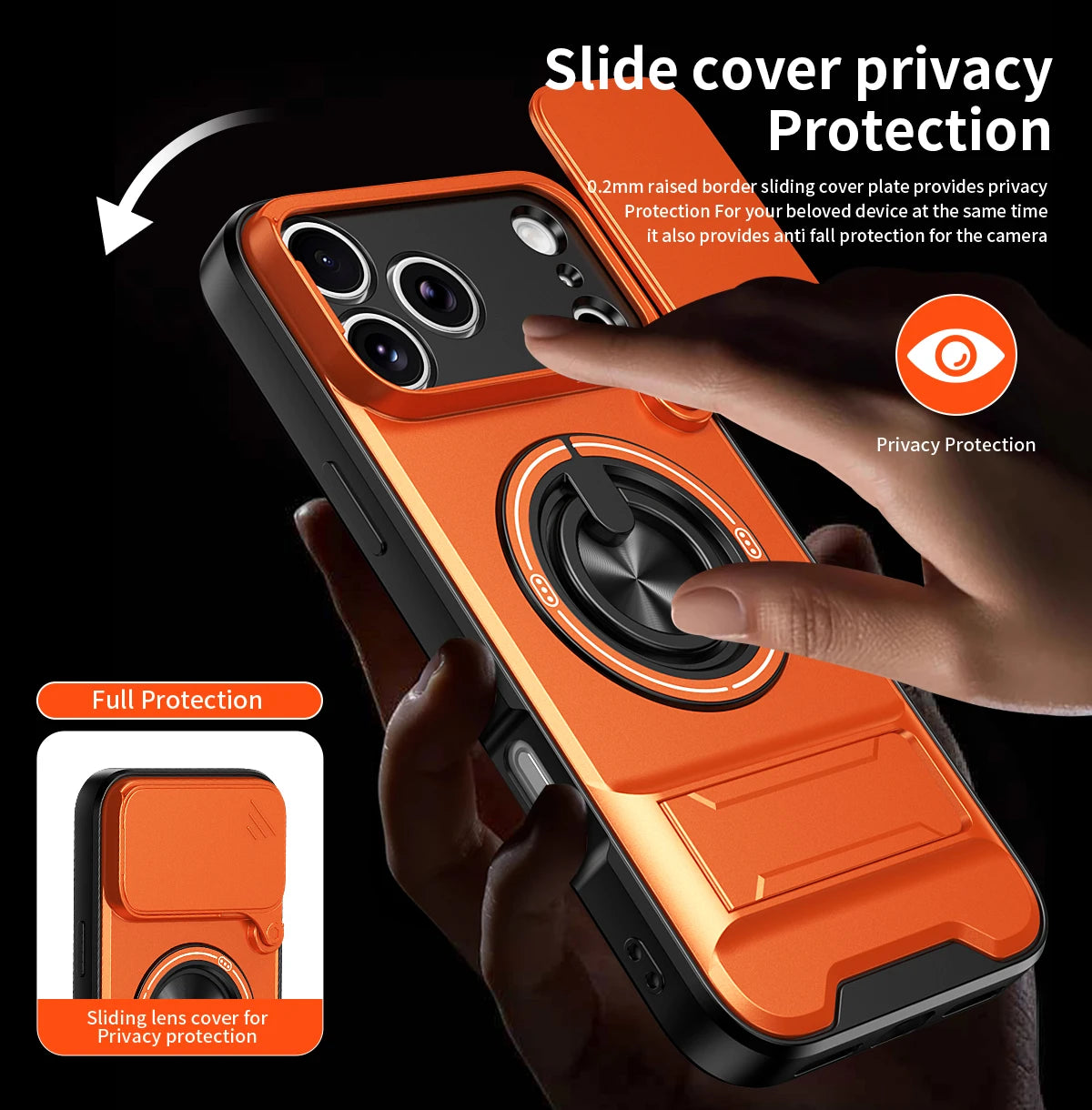 For iPhone 17 Pro Max 16 Pro Max 15 14 13 Slide Camera Case Protection Upright Kickstand Shockproof Back Magnetic Phone Covers