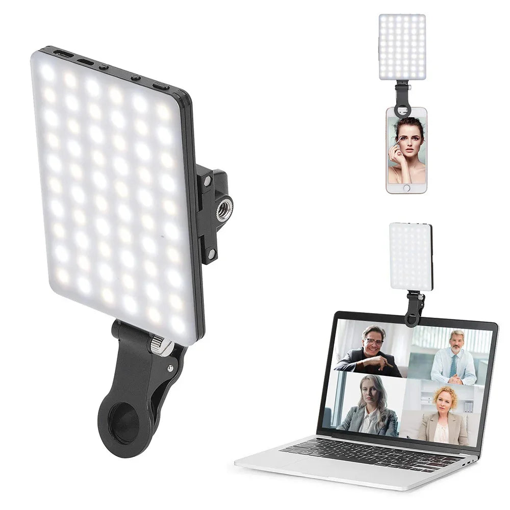 LED Mobile Phone Fill Light USB Type-C Dual Port Charging Universal Fill Lamp For Makeup Live Streaming Selfie Video Conference