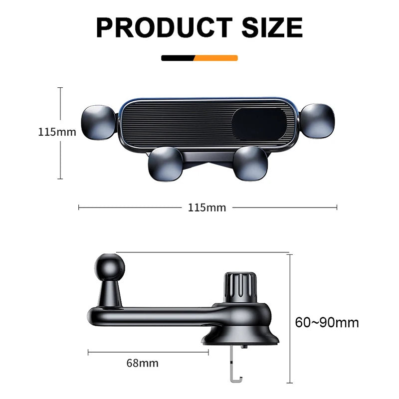 Car Air Vent Phone Holder Gravity Telescopic Phone Mount Stable 360-Degree Rotation Air Outlet Smartphone Support for 4.7-7 Inch