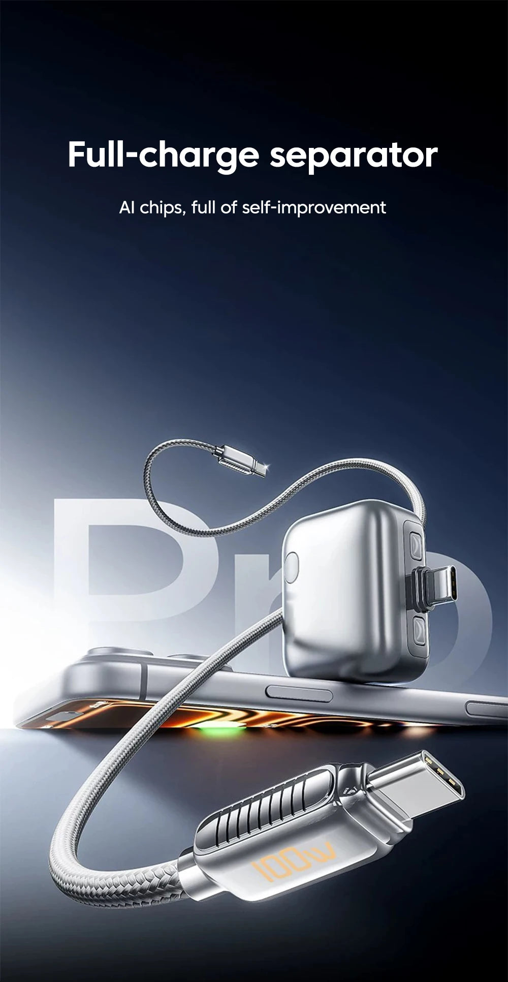 Type C Charging 140W Smart Full Charge Self-Cut Adapter Auto Disconnect for Night Charging Overcharge Prevention Separator