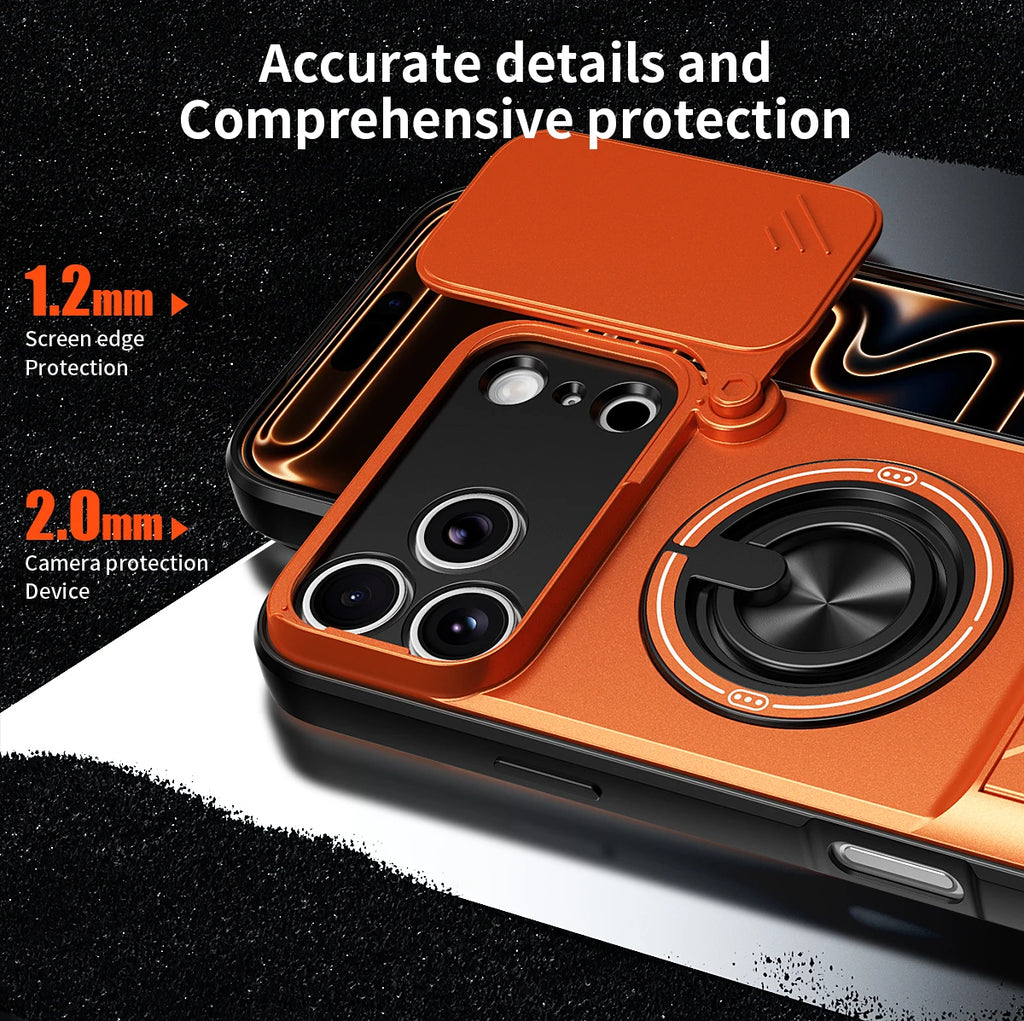 For iPhone 17 Pro Max 16 Pro Max 15 14 13 Slide Camera Case Protection Upright Kickstand Shockproof Back Magnetic Phone Covers