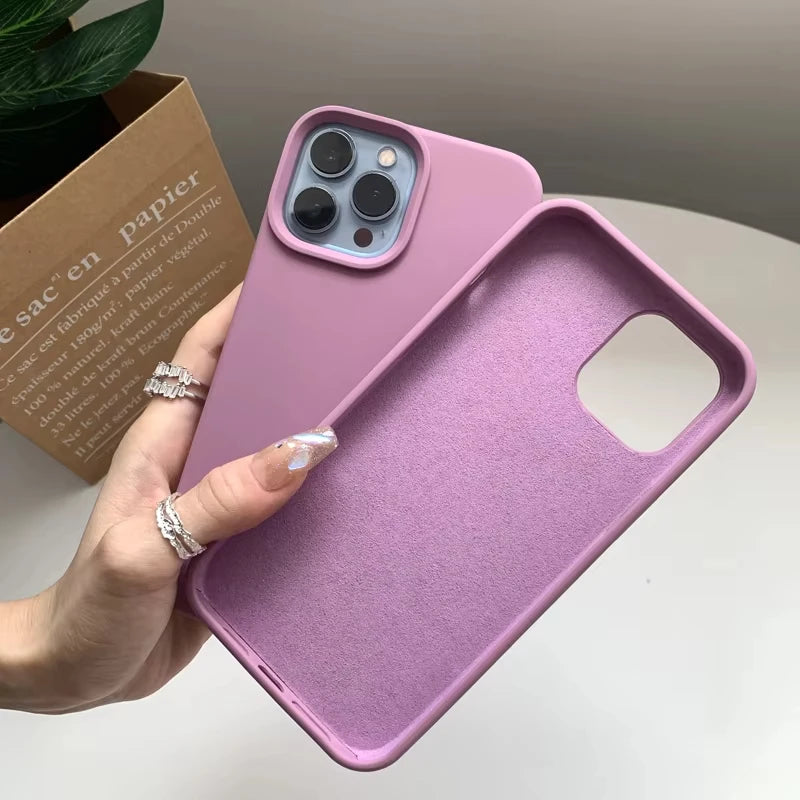 Liquid Silicone Rubber phone case for iphone 17 16 15 14 plus 13 12 11 pro max cover Luxury funda Cute Colors cases carcasa