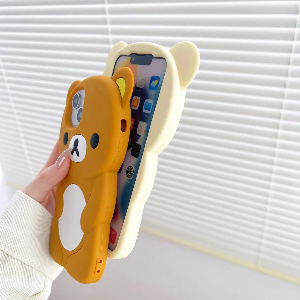 For iPhone 18 17 16 15 14 13 12 11 Pro Max Xs XR 6 7 8 Plus Cute Rilakkuma Bear Soft Silicone Cover Case