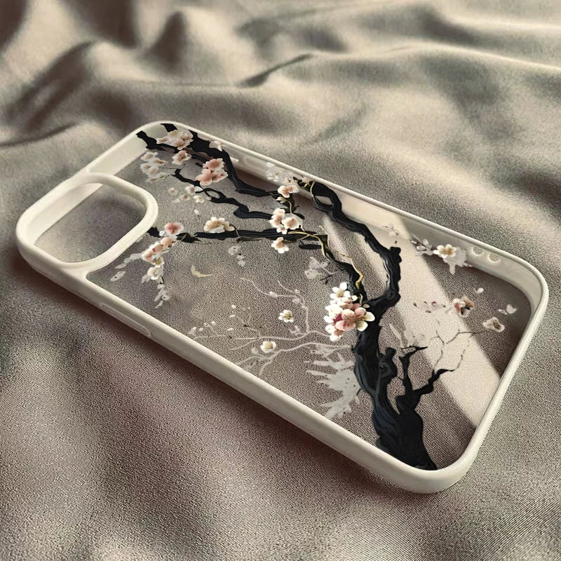 Plum Blossom Artistic Phone Case For IPhone 16 17 15 14 13 11 12 Pro Max 16E Air X XR XS 7 8 Plus TPU Shockproof Cover Funda