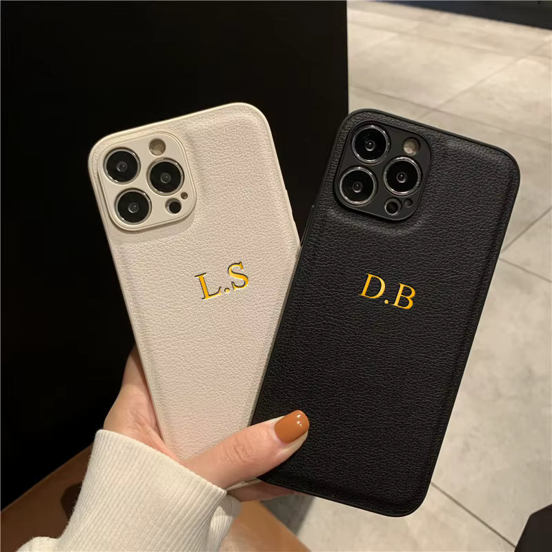 Personalized Phone Case For iPhone 1817 16 15 14 13 12 11 Pro Max Plus Air Luxury PU Leather Customized Initials Name Gift Cover