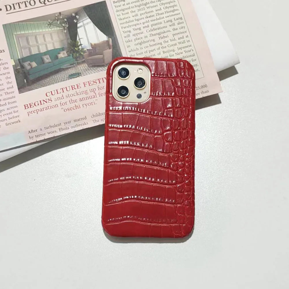 The New Model Is Suitable for iPhone 16plus Crocodile Pattern Phone Case 15promax 14pro 13 12 Anti Drop Hard PC Protection Cover