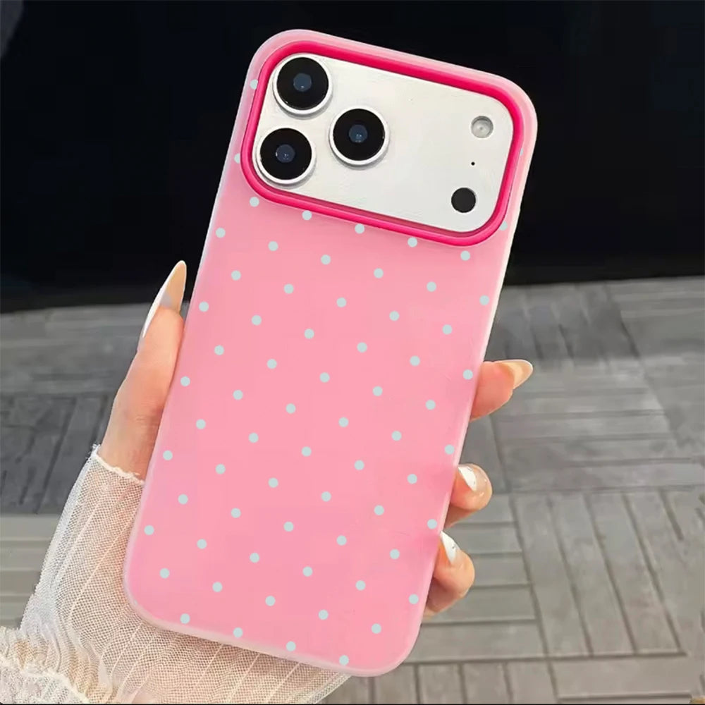 Phone Case For iPhone 17 16 15 Plus 14 13 12 11 Pro Max Air X XS XR 8 7 Plus SE 2022 Soft Adorable Light Blue Polka Dot Cover