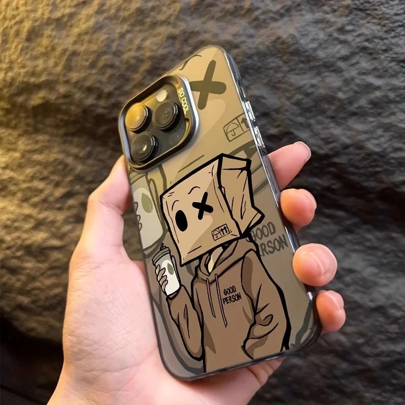Premium carton Man case graphic phone case for iPhone 16 15 14 13 12 11 x XR Xs SE2 SE 8 7 plus pro Max pc Back Cove