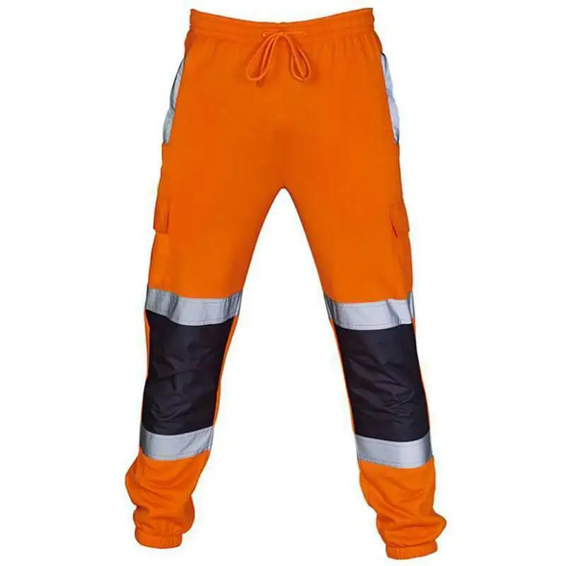 Mens Work Uniform Bottoms Safety Sweat Pants Striped Reflective Pants Loose Mens Jogging Trousers Joggers Patchwork Workwear