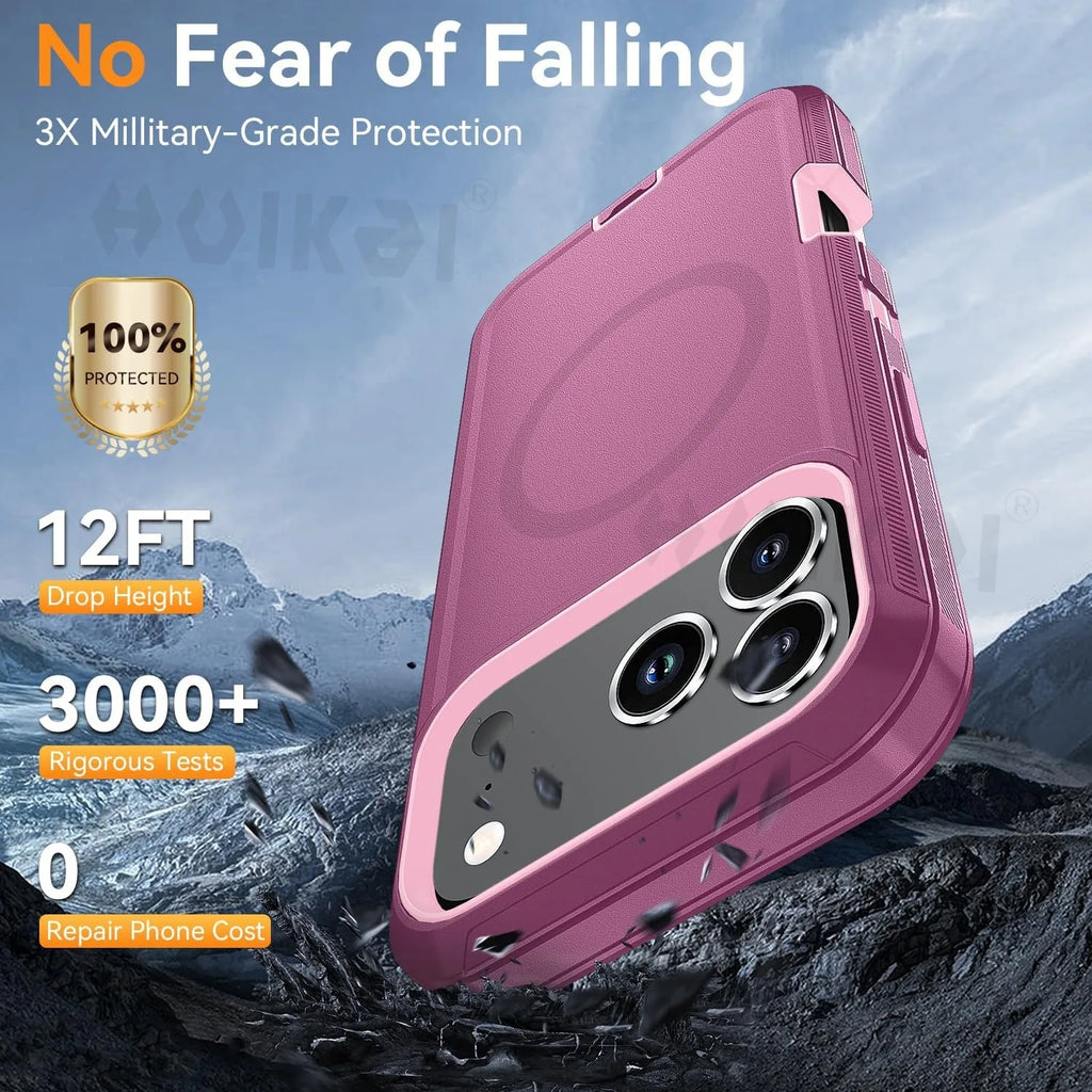 Case For iPhone 17 Pro Max iphone 16 Pro Max 16 15 Pro Max Heavy Duty Shock Absorption Full Body Protective Silicone Rubber Case