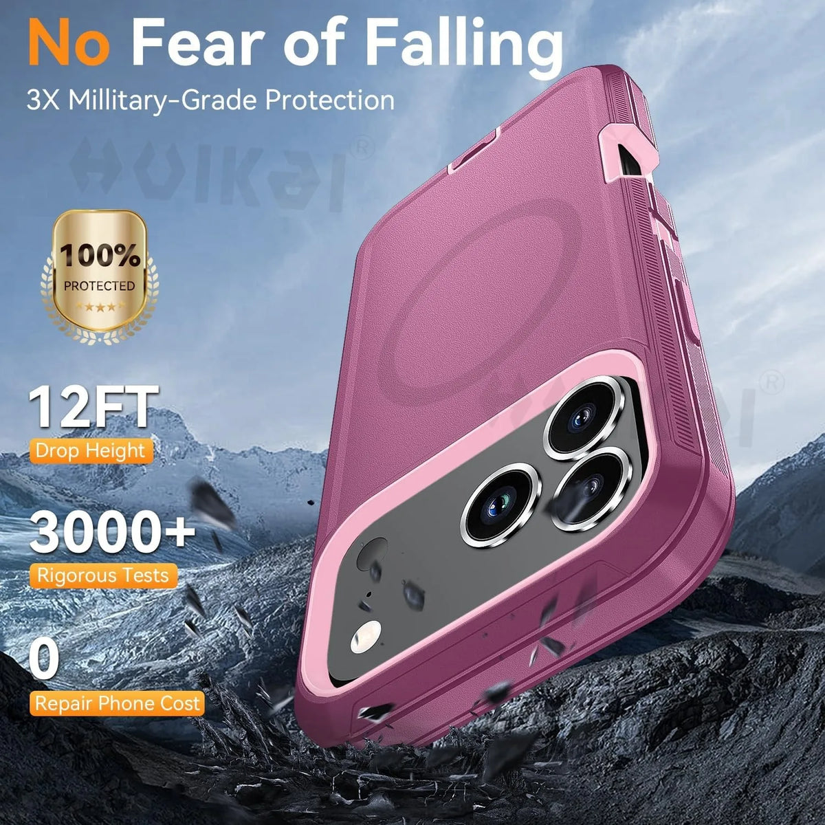 Case For iPhone 17 Pro Max iphone 16 Pro Max 16 15 Pro Max Heavy Duty Shock Absorption Full Body Protective Silicone Rubber Case