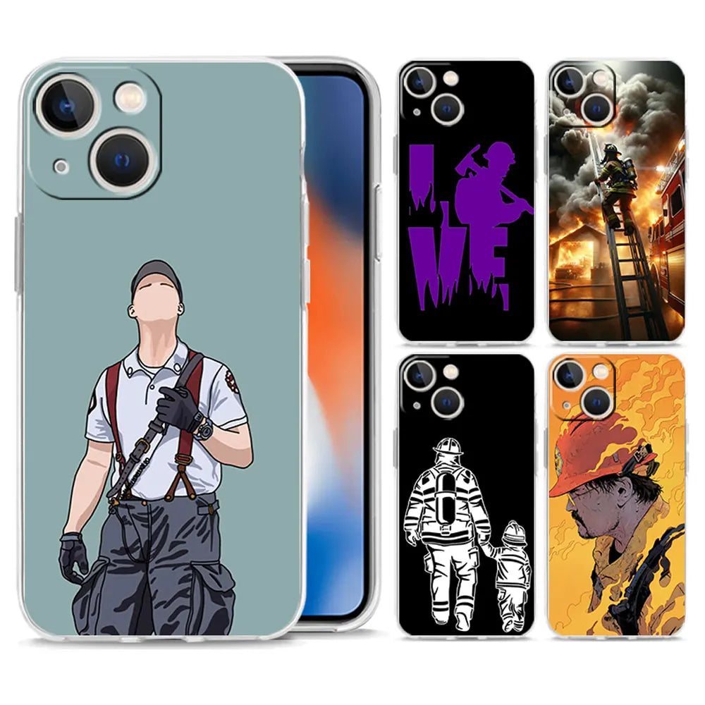 Fireman Firefighter Phone Case For iPhone 11 Cases iPhone 15 12 13 14 16 Pro Max X XR XS 14 15 Plus 16Pro iPhone16 Clear Cover