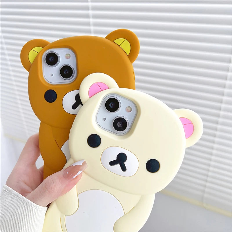 For iPhone 18 17 16 15 14 13 12 11 Pro Max Xs XR 6 7 8 Plus Cute Rilakkuma Bear Soft Silicone Cover Case