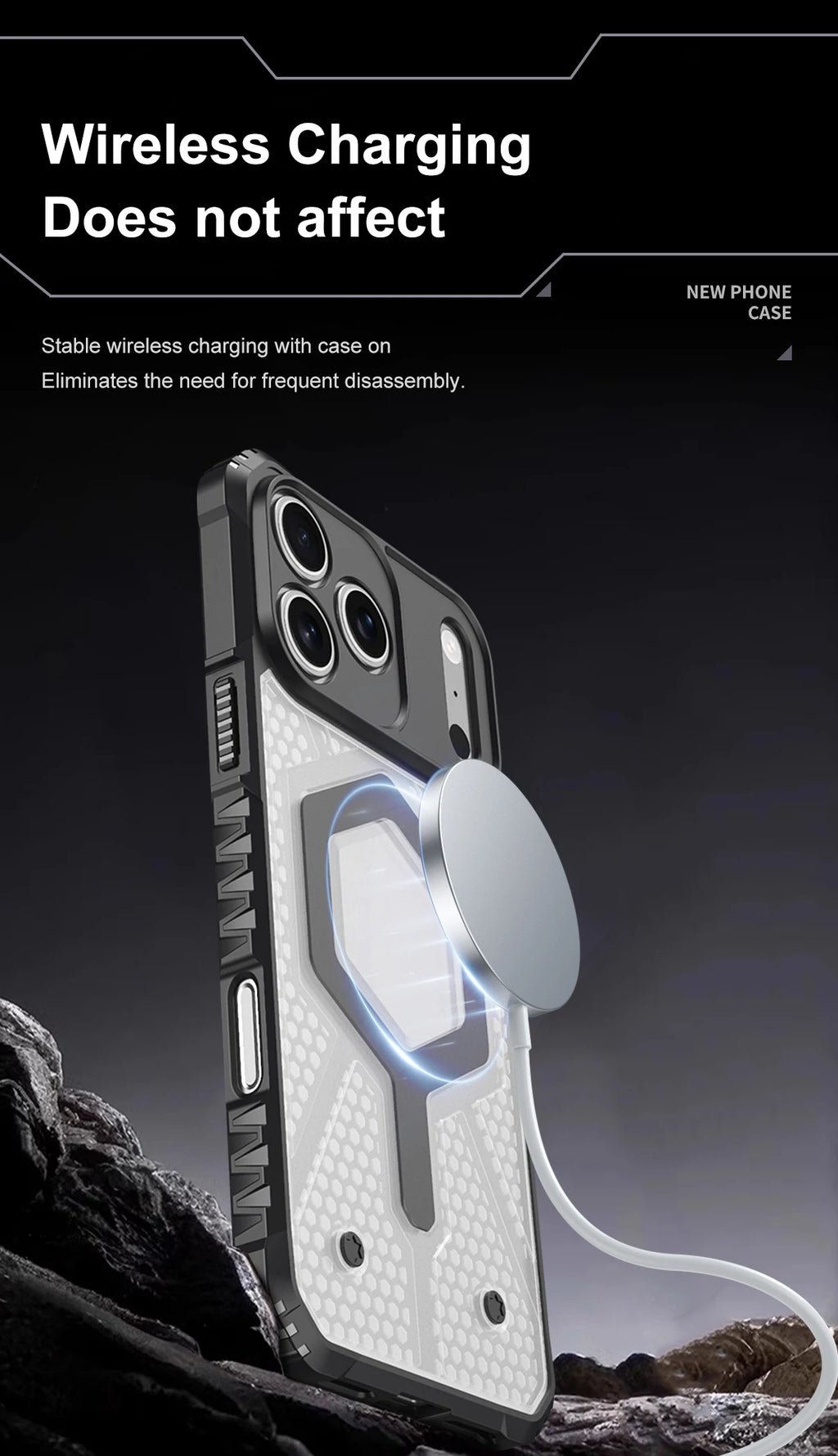New Heavy Duty Anti-Slip Transparent Armor Magnetic Phone Case For iPhone 17 16 15 14 13Pro Max 11 Support Wireless Charge