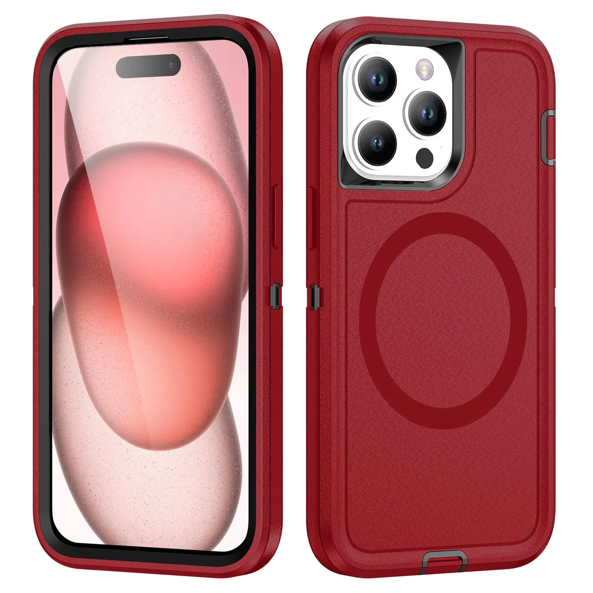 Case For iPhone 17 Pro Max iphone 16 Pro Max 16 15 Pro Max Heavy Duty Shock Absorption Full Body Protective Silicone Rubber Case