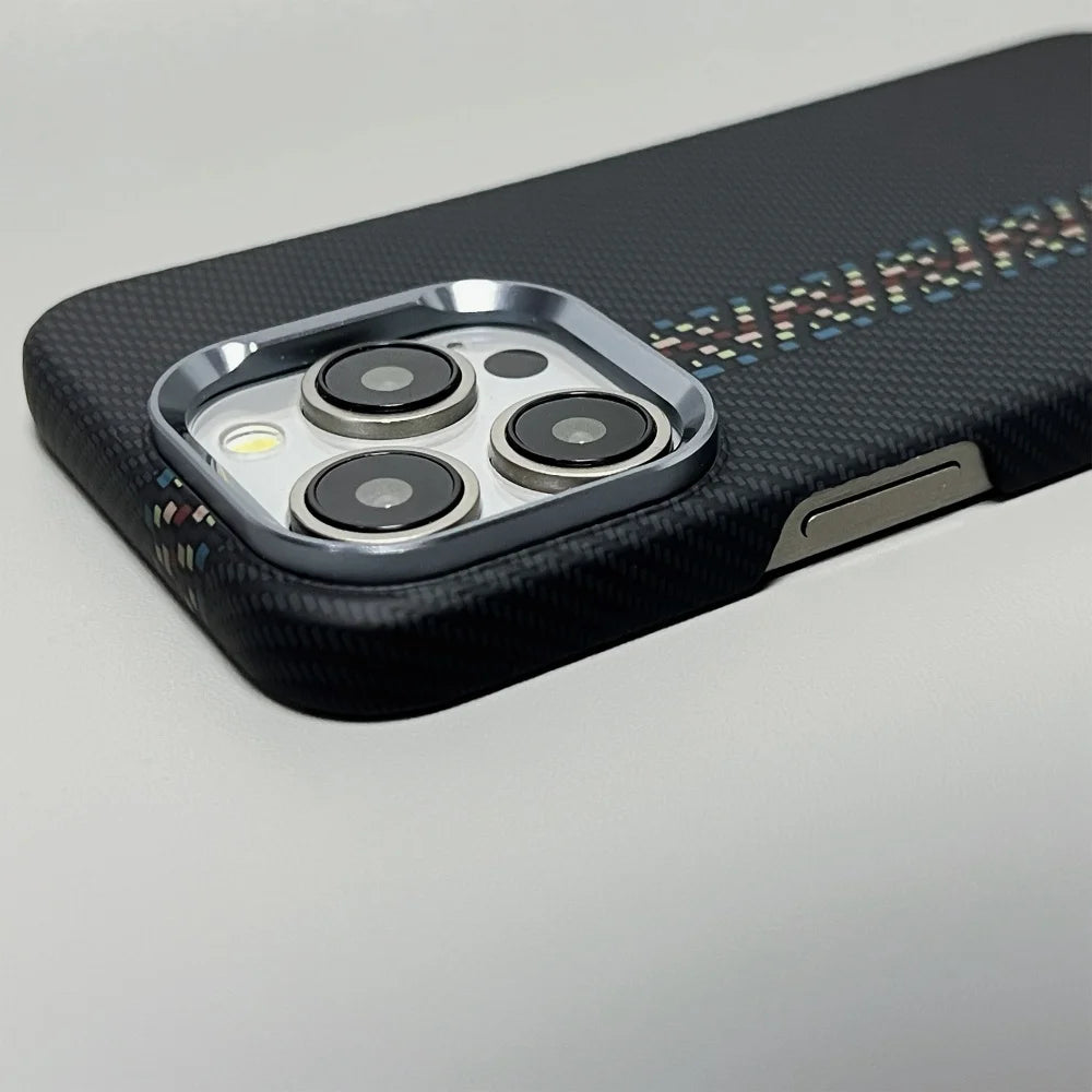 Magnetic Kevlar Texture High Quality Fiber For Magsafe Case For iPhone 17 16 15 14 18 Pro Max Metal Lens Frame Shockproof Cover
