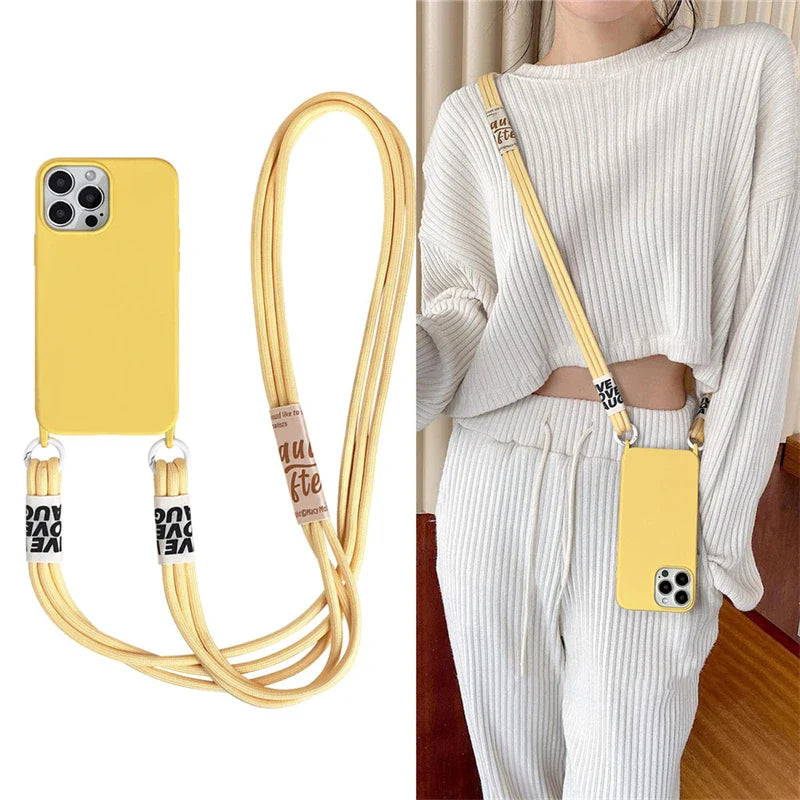 Cord Strap Lanyard Siliocne Phone Case For iPhone