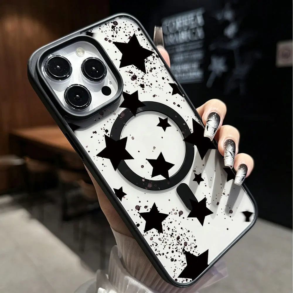 For Magsafe Phone case For iPhone 17 16 15 14 13 12 11 Pro Max 17Air 15 16 14 Plus Magnetic Matte Five Pointed Star Simple Cover