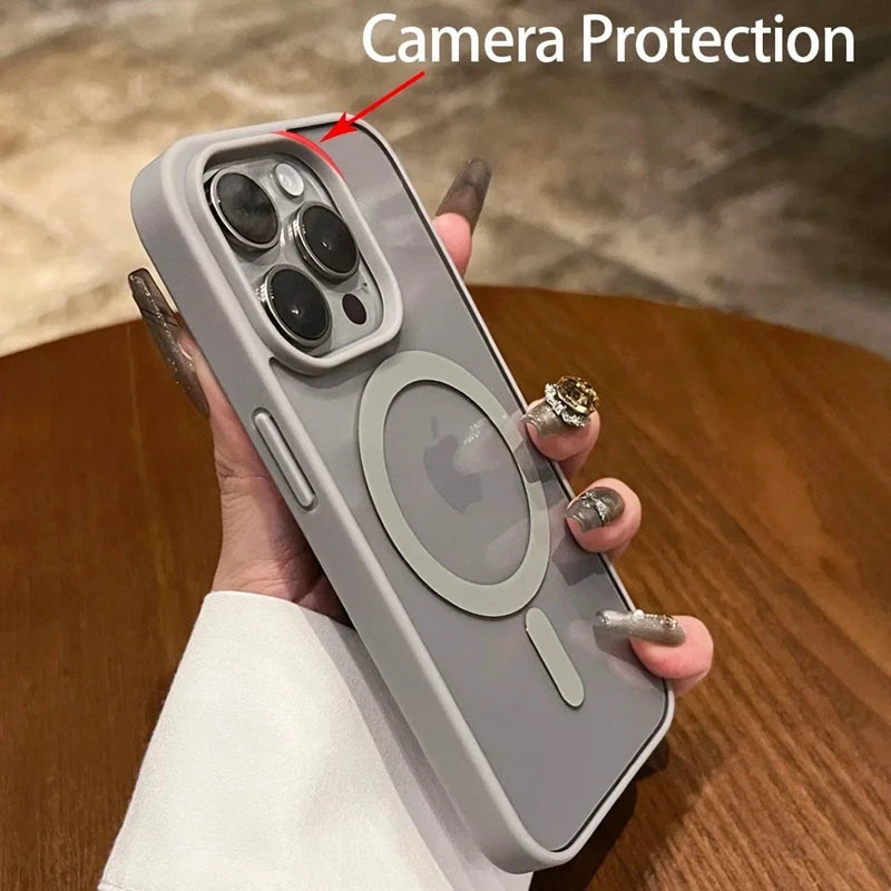 Luxury Magnetic Wireless Charge For Magsafe Case for iPhone 16 15 14 Plus 13 12 11 Pro Max Mini Soft Bumper Transparent Cover