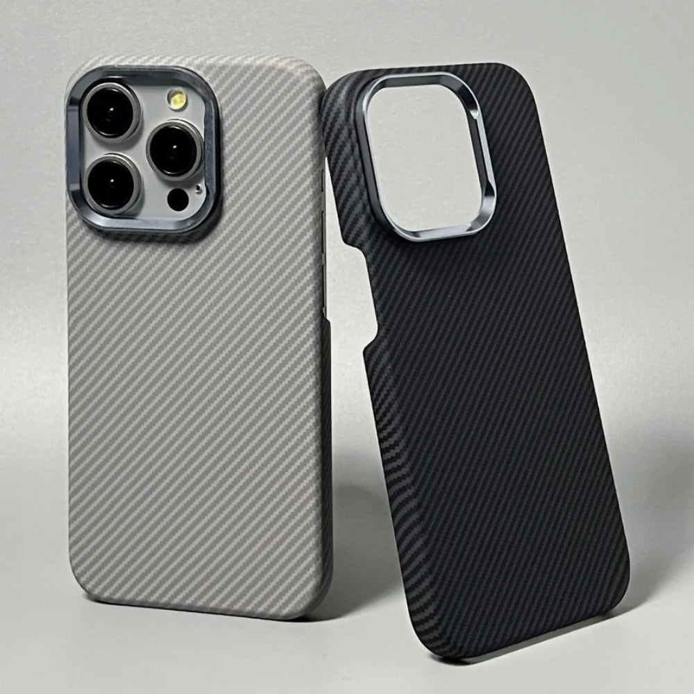 Magnetic Kevlar Texture High Quality Fiber For Magsafe Case For iPhone 17 16 15 14 18 Pro Max Metal Lens Frame Shockproof Cover