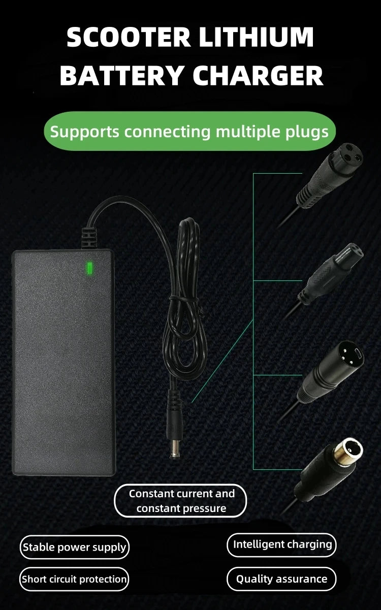 Electric Scooter Charger, 42V 2A Hoverboard Charger, Scooter Battery Chargers with 5 Connectors, Electric Scooter Charger