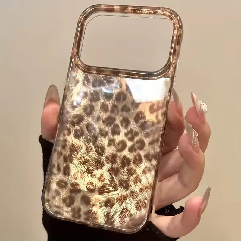 Stylish Brown Leopard Print Phone Case For iPhone 17 18 Pro Air 16 15 14 13 12 14 Pro Max 16E X XR XS Max Plus Shockproof Cover