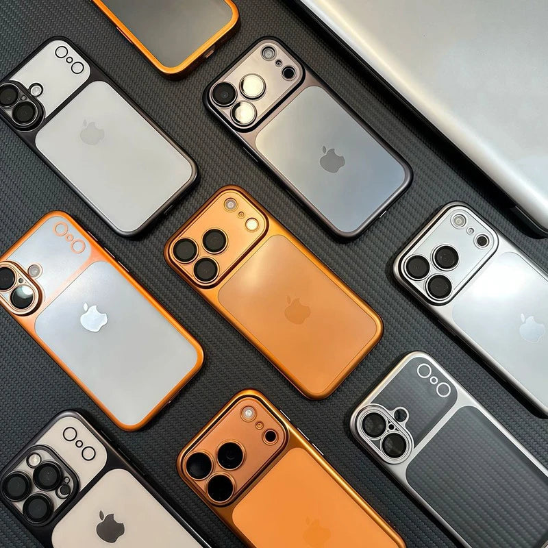 Luxury Plating Nano Matte Translucent Case For iPhone 18 17 16 Plus 15 14 13 Pro Max Air Lens Protection Matte BackPlate Cover