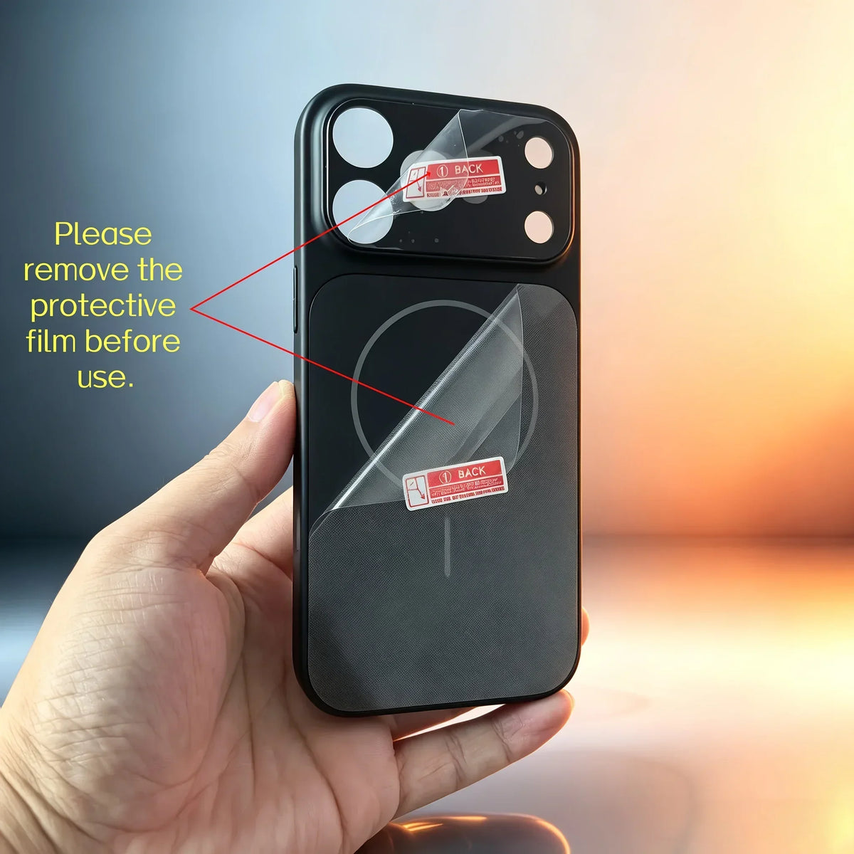 Phone Case for iPhone 17 16 15 14 Plus 13 Pro Max Featuring Large-view Tempered Glass Lens Protector and Wireless Charging
