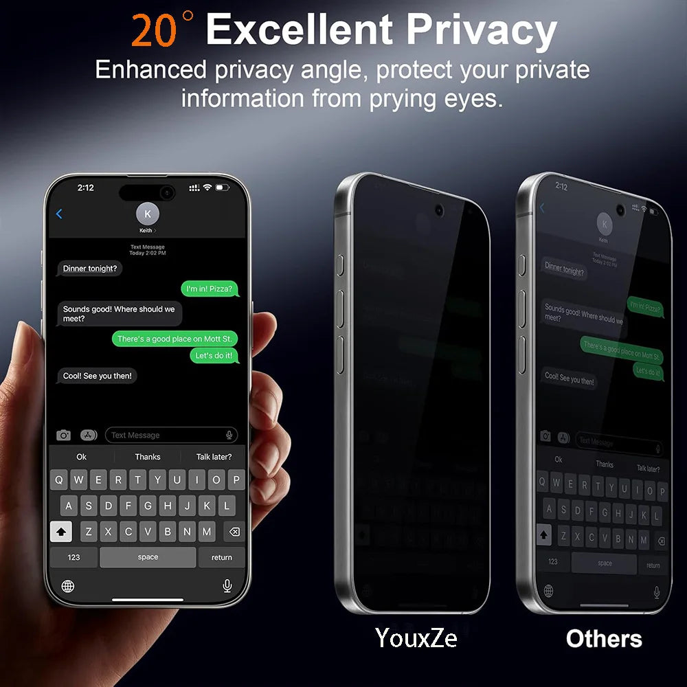 4Pcs Anti Spy Tempered Glass For iPhone 17 16 15 14 13 12 11 Pro Max XS XR Privacy Screen Protector Full Cover Case Friendly 9H