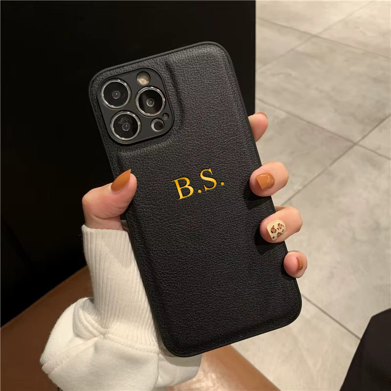 Personalized Phone Case For iPhone 1817 16 15 14 13 12 11 Pro Max Plus Air Luxury PU Leather Customized Initials Name Gift Cover