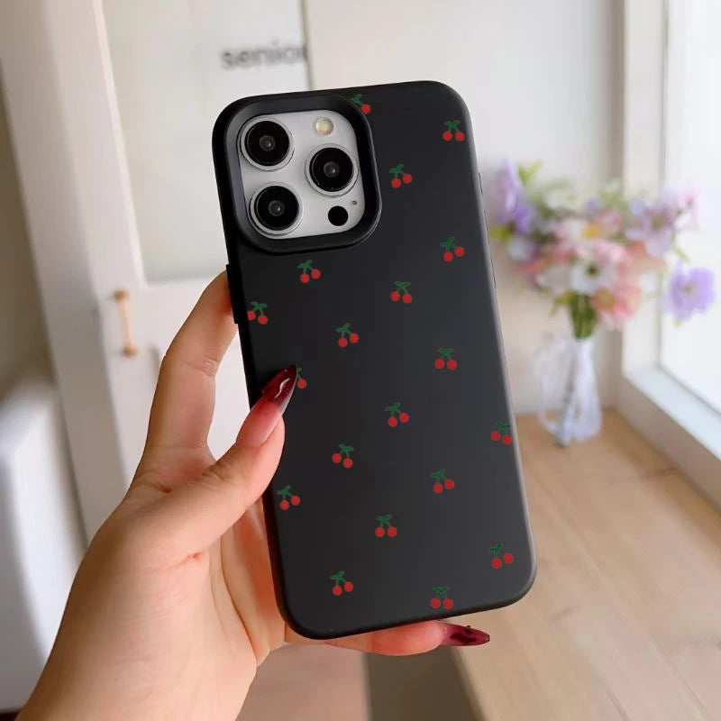 For iPhone 18 17 16 15 14 13 12 11 Pro Max Case Cute Cartoon Cherry Graphic Silicone Phone Cover For iPhone 16 Plus Soft Fundas