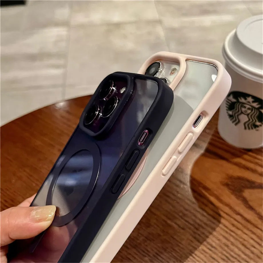 Luxury Magnetic Wireless Charge For Magsafe Case for iPhone 16 15 14 Plus 13 12 11 Pro Max Mini Soft Bumper Transparent Cover