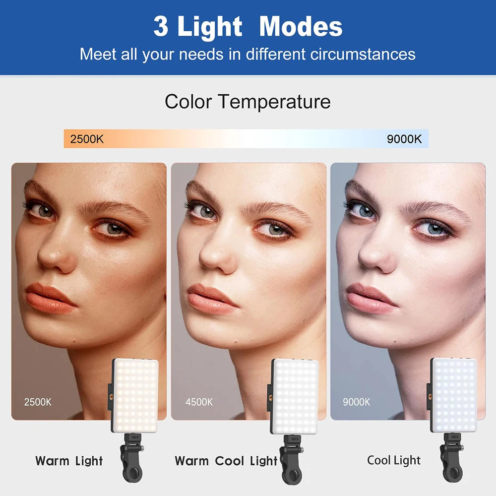 LED Mobile Phone Fill Light USB Type-C Dual Port Charging Universal Fill Lamp For Makeup Live Streaming Selfie Video Conference