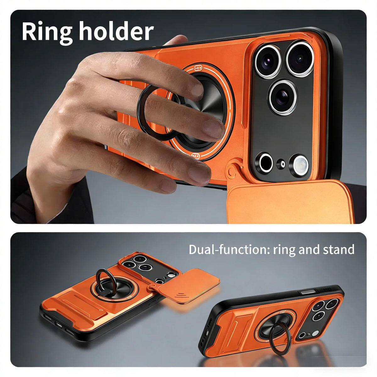 For iPhone 17 Pro Max 16 Pro Max 15 14 13 Slide Camera Case Protection Upright Kickstand Shockproof Back Magnetic Phone Covers