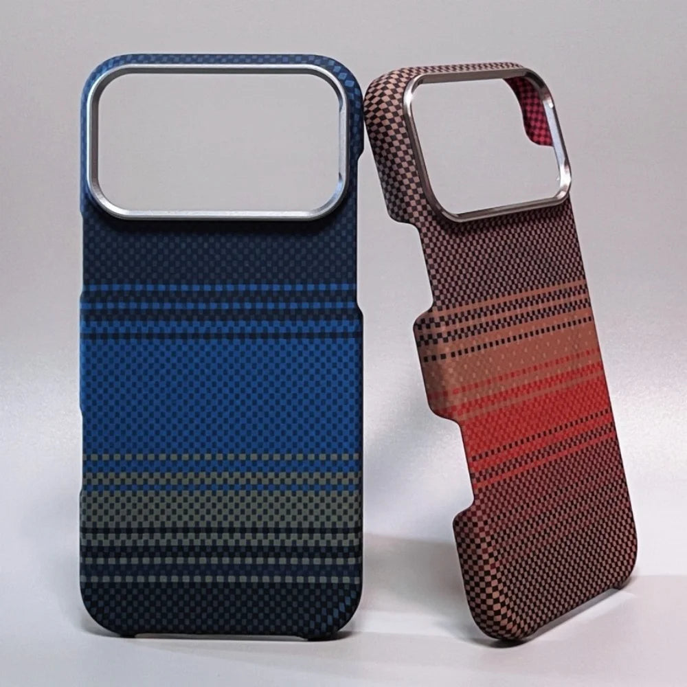 Magnetic Kevlar Texture High Quality Fiber For Magsafe Case For iPhone 17 16 15 14 18 Pro Max Metal Lens Frame Shockproof Cover