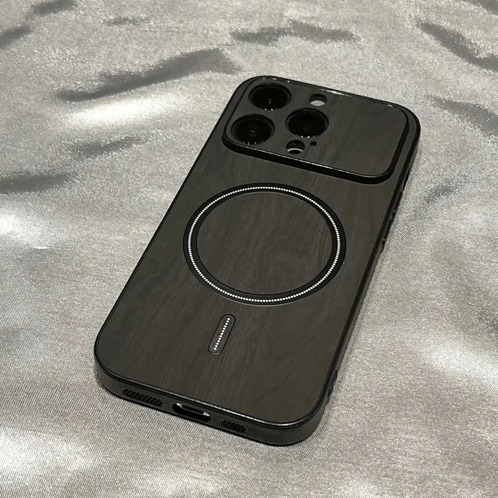 Luxury Wood Grain Magsafe Shockproof iPhone Case