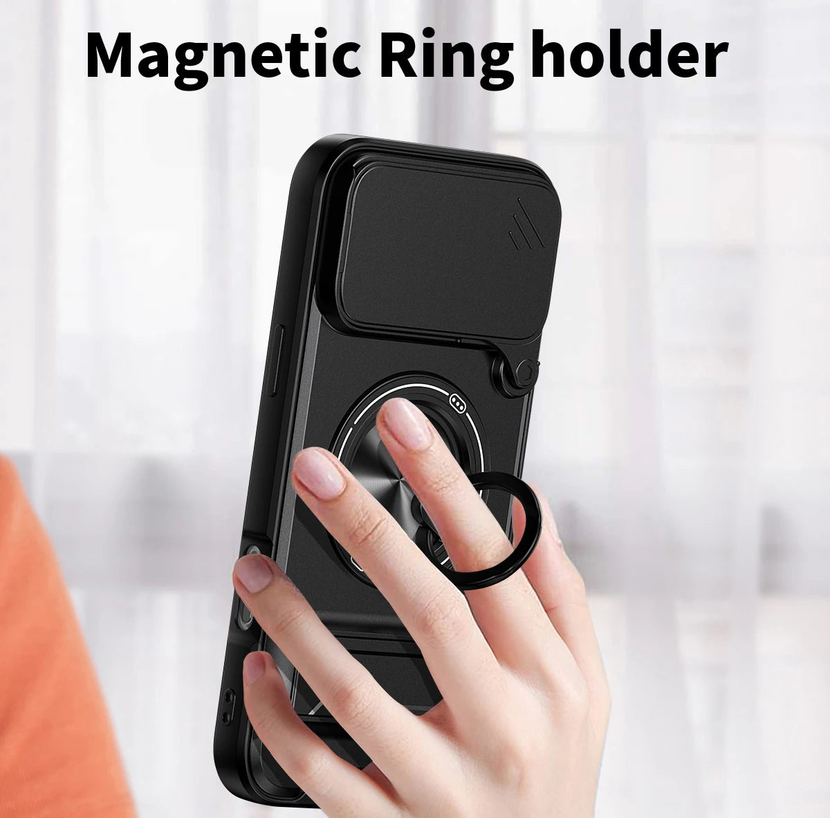 For iPhone 17 Pro Max 16 Pro Max 15 14 13 Slide Camera Case Protection Upright Kickstand Shockproof Back Magnetic Phone Covers