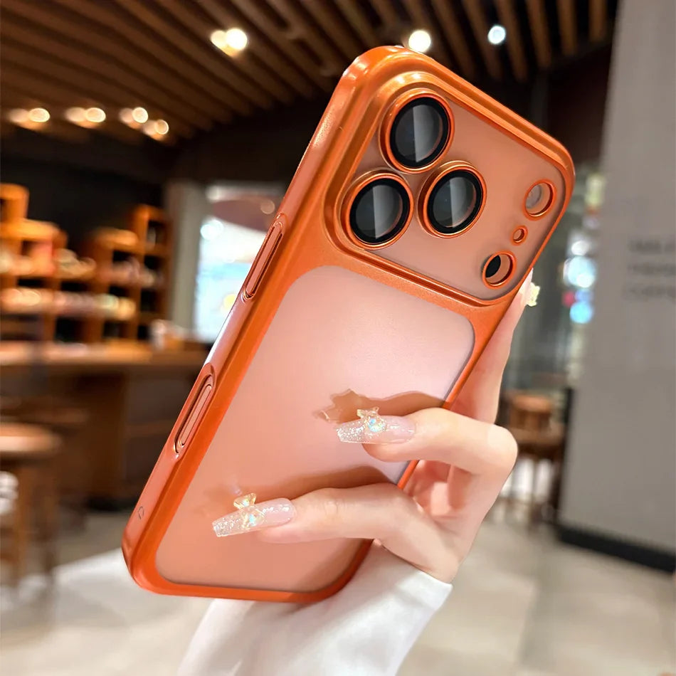 Luxury Plating Matte PC Clear Hard Phone Case For iPhone