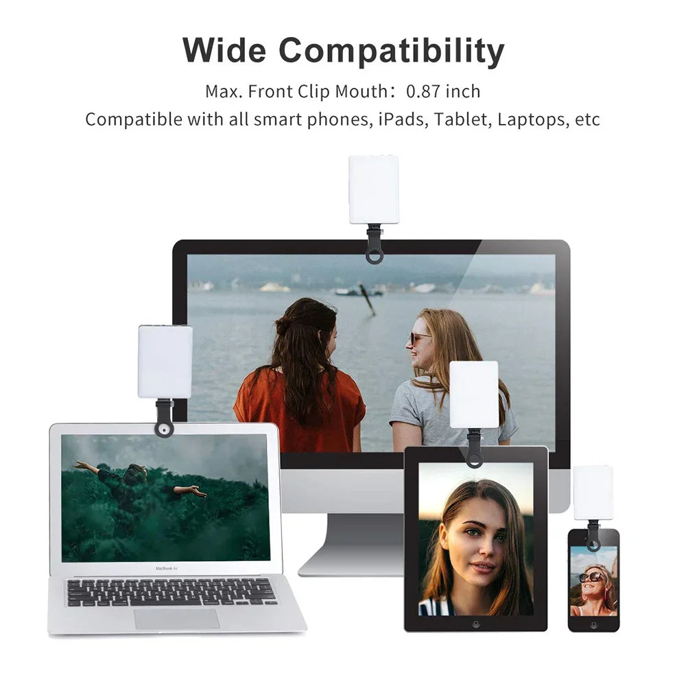 LED Mobile Phone Fill Light USB Type-C Dual Port Charging Universal Fill Lamp For Makeup Live Streaming Selfie Video Conference
