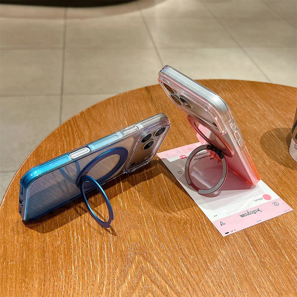 Transparent 360°Rotating Metal Holder Ring Bracket For Magsafe Magnetic Case For iPhone