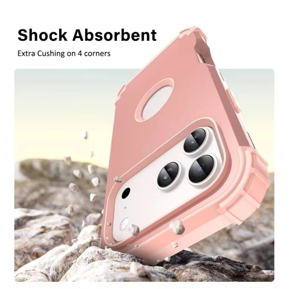 Heavy Duty Hybrid Armor Defender Phone Case For iPhone 17 16 15 14 13 Pro Max Plus Air 16E 360 Full Shockproof Protective Cover