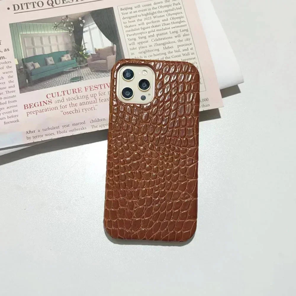 The New Model Is Suitable for iPhone 16plus Crocodile Pattern Phone Case 15promax 14pro 13 12 Anti Drop Hard PC Protection Cover