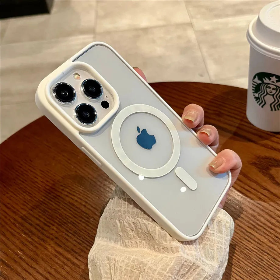 Luxury Magnetic Wireless Charge For Magsafe Case for iPhone 16 15 14 Plus 13 12 11 Pro Max Mini Soft Bumper Transparent Cover