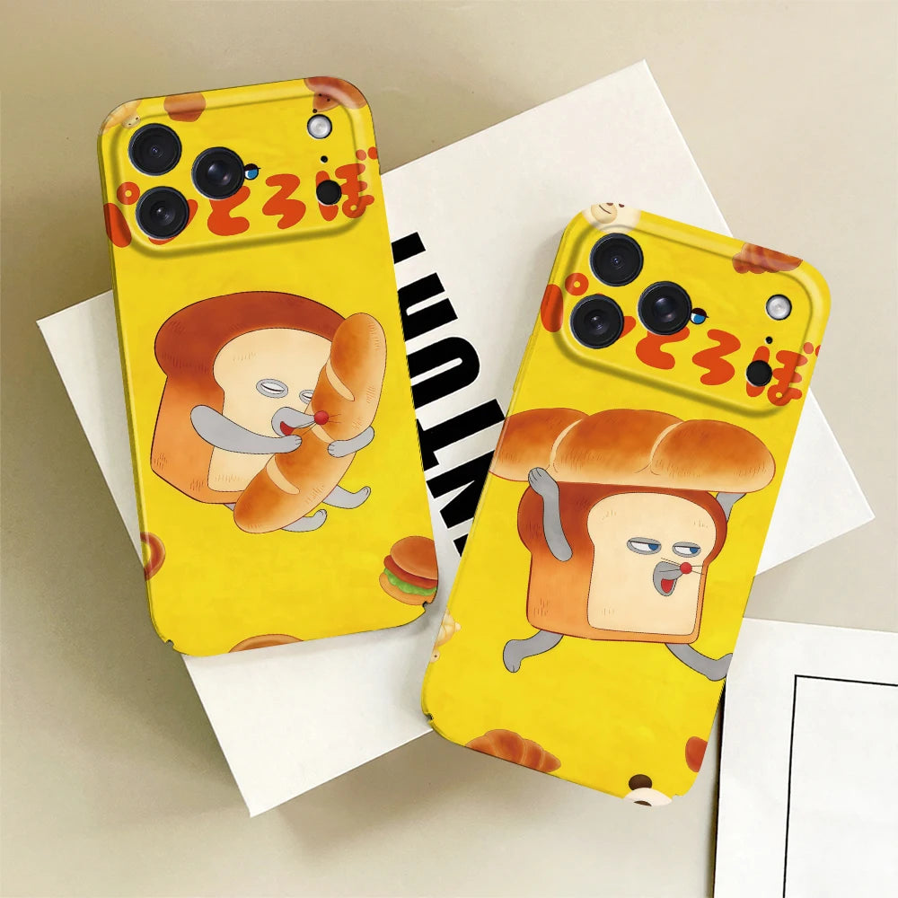 Phone Case For iPhone 17 16 15 14 13 12 11 Plus Pro Max Mini Glossy HD Hard Cover Film Shell B-Bread T-Thief