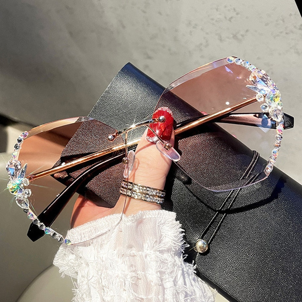 Rhinestone Rimless Sunglasses