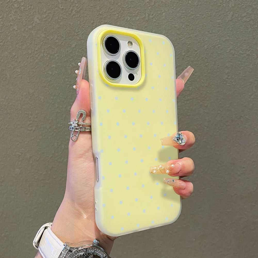 Phone Case For iPhone 17 16 15 Plus 14 13 12 11 Pro Max Air X XS XR 8 7 Plus SE 2022 Soft Adorable Light Blue Polka Dot Cover