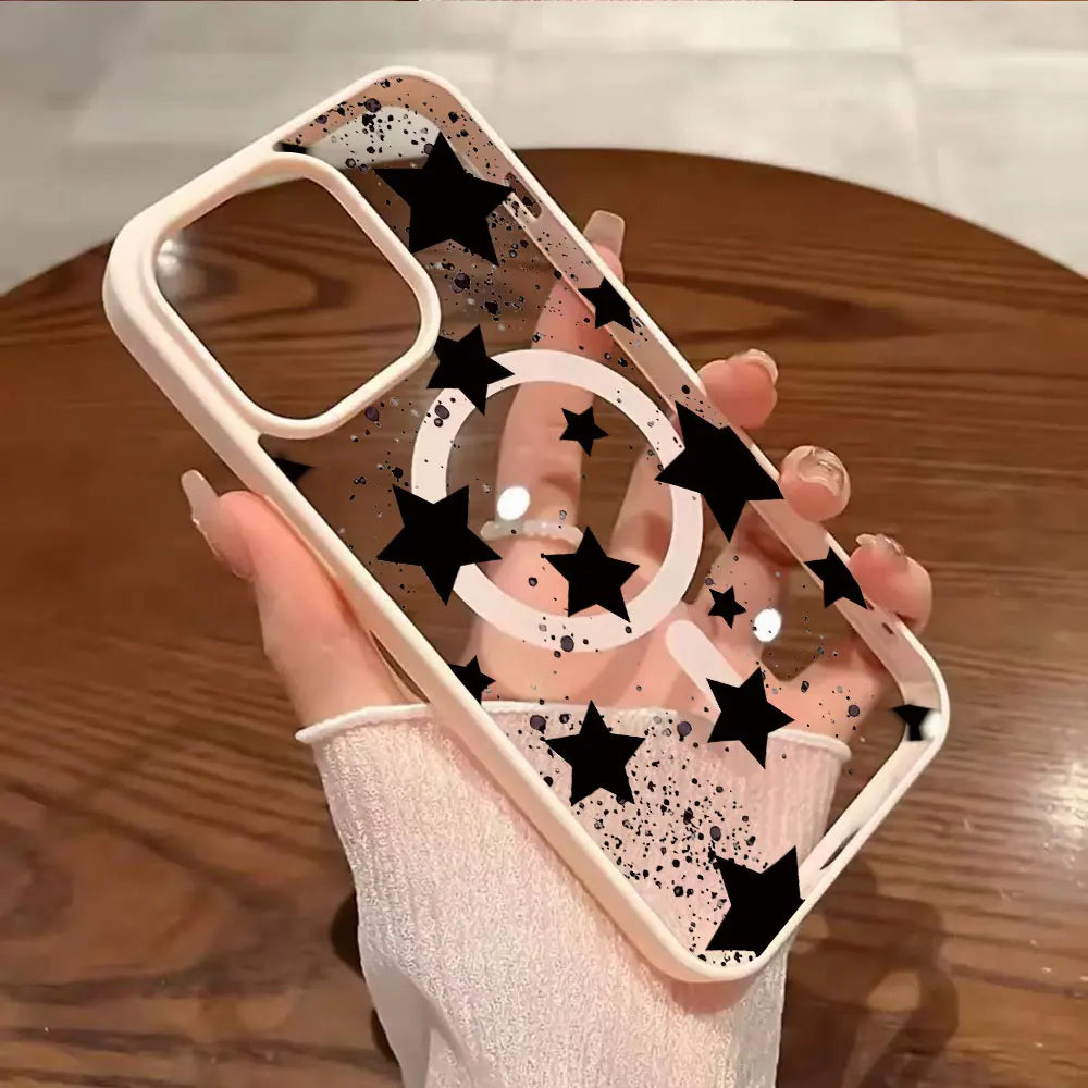 For Magsafe Phone case For iPhone 17 16 15 14 13 12 11 Pro Max 17Air 15 16 14 Plus Magnetic Matte Five Pointed Star Simple Cover
